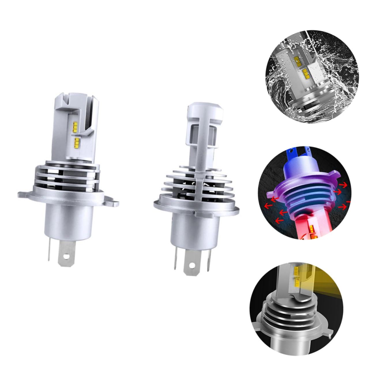 Ampoules de Phare H4 9003 2 Pièces en Alliage D'aluminium