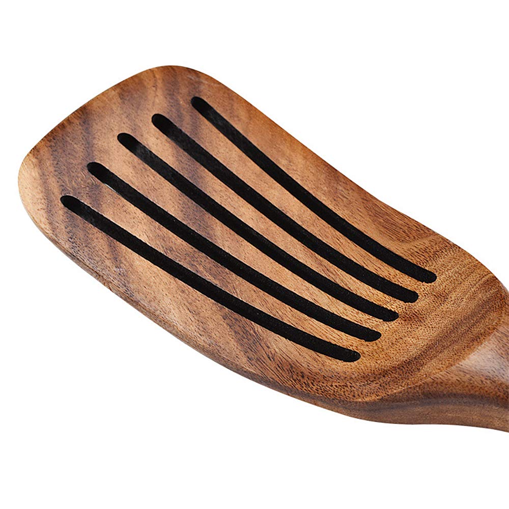 Set Di 2 Cucchiai In Legno Di Teak Per Cucina - Spatola E Cucchiaio Antiaderenti, Ergonomici, Regalo Per Appassionati Di Cucina