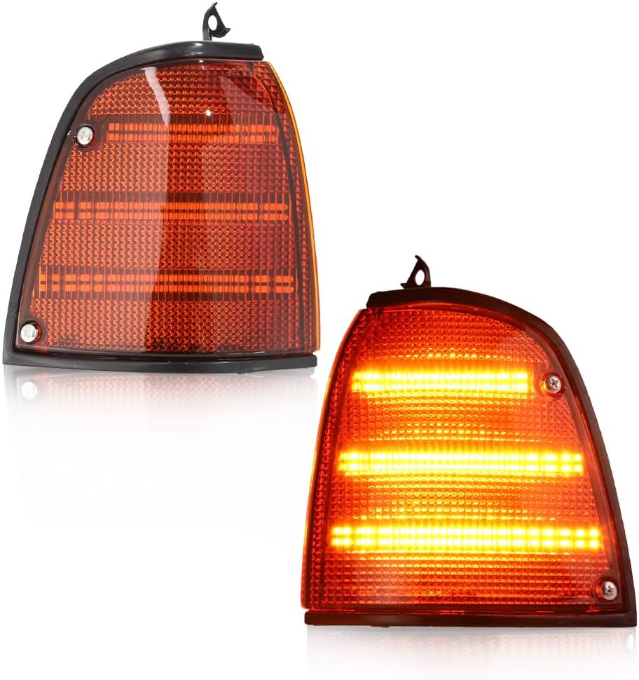 Turn Signal Lights Housing Compatible with Fo-rd Festiva 1988-1993, [DOT] [IP67 Waterproof] Front Turn Signal Marker Light Cover [No Bulbs], 2 PCS, Smoked Lens