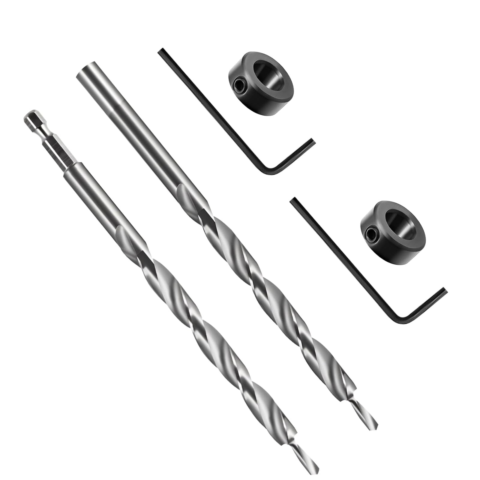 Pocket Hole Drill Bits 9.5mm(3/8”), 2Pcs HSS Twist Step Bit Set for Wood