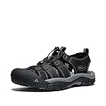 KEEN Men's Newport Closed Toe Comfortable Durable Leather Water Sandals, Black/Steel Grey, 11