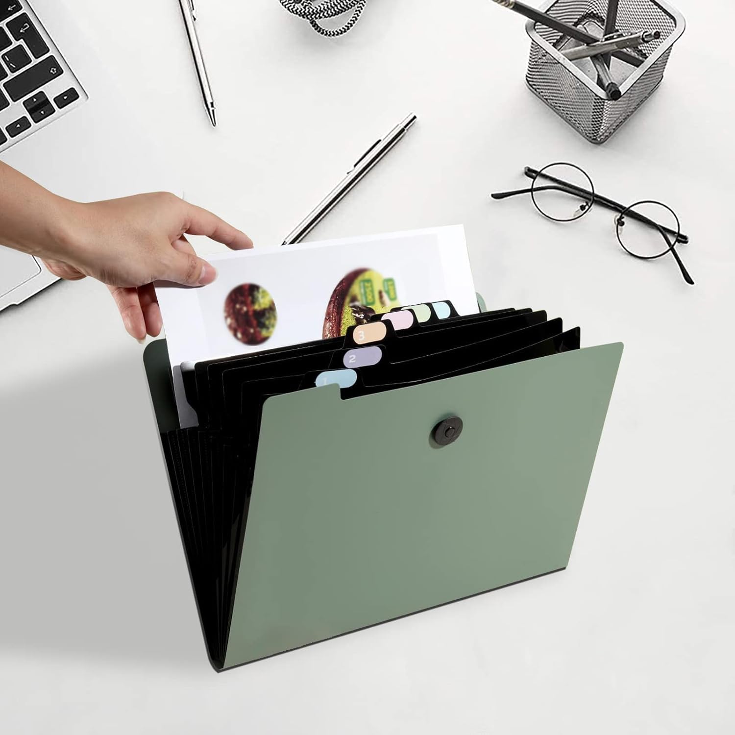 3 Pezzi Cartella Portadocumenti Espandibile A4,Organizzatori Di File Espandibili,Portadocumenti A4 Con 13 Scomparti Grande Capacità,Portatile Cartella Documenti