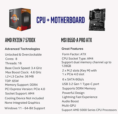 Miniatura 9 de Paquete de procesador de escritorio desbloqueado AMD Ryzen 5 4500 de INLAND con placa base para juegos MSI A520M-A PRO