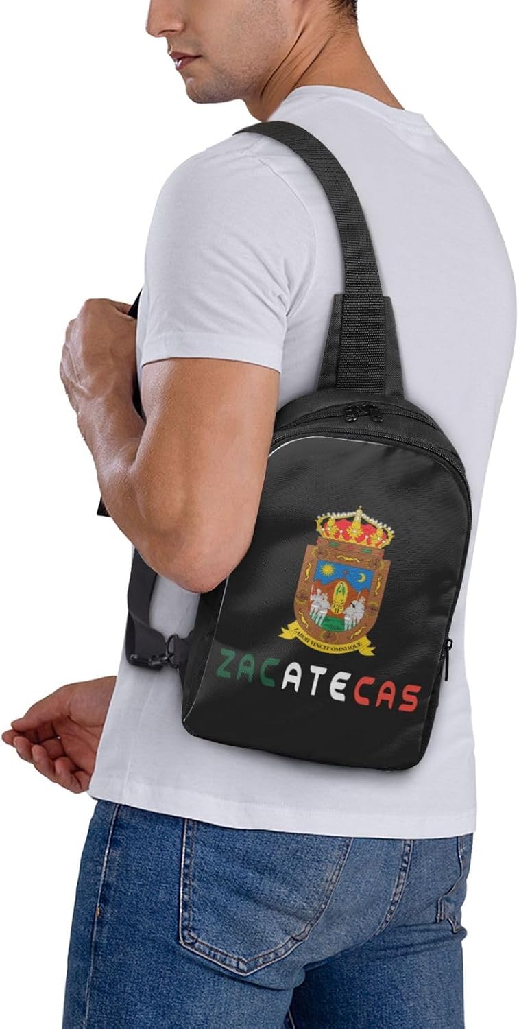 Flag Of Zacatecas Mini Crossbody Sling Backpack Shoulder Chest Bag Daypack for Hiking Traveling