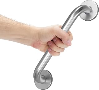 AmazerBath 12" Stainless Steel Shower Grab Bar - Anti-Slip 500 lbs Support for Seniors, Bathtubs & Showers, Brushed Nickel