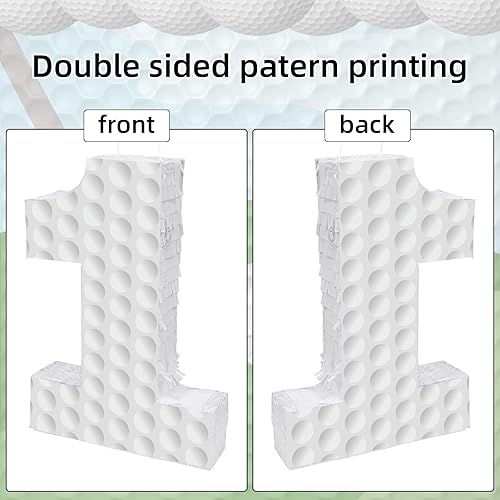 Miniatura 4 de Decoraciones de cumpleaños de golf, piñata número 3 con palo vendados y confeti, piñata temática deportiva, suministros para fiesta de tercer