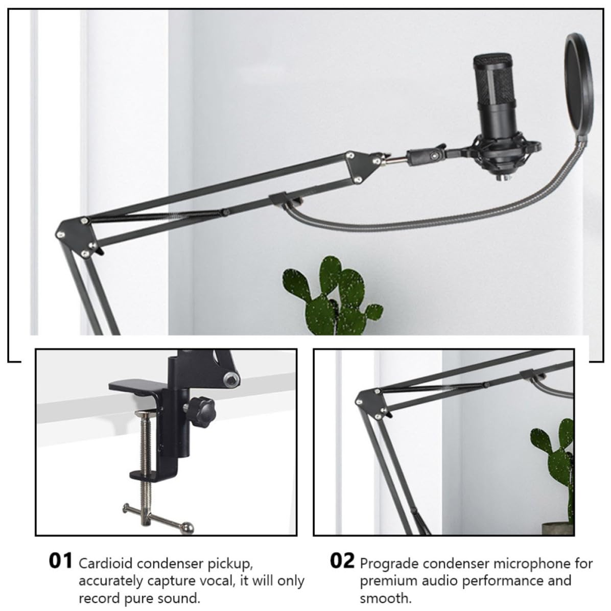 Toddmomy Microfono Condensatore USB Cardioide Struttura in Lega di Alluminio, Set Completo Colore Casuale per Streaming e Registrazione Vocale per Studio e Podcast
