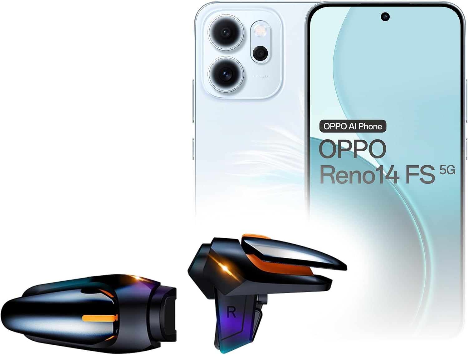 BoxWave Gaming Gear Compatible with Oppo Reno14 F - Touchscreen QuickTrigger Auto, Trigger Buttons Autofire Gaming Mobile FPS - Jet Black