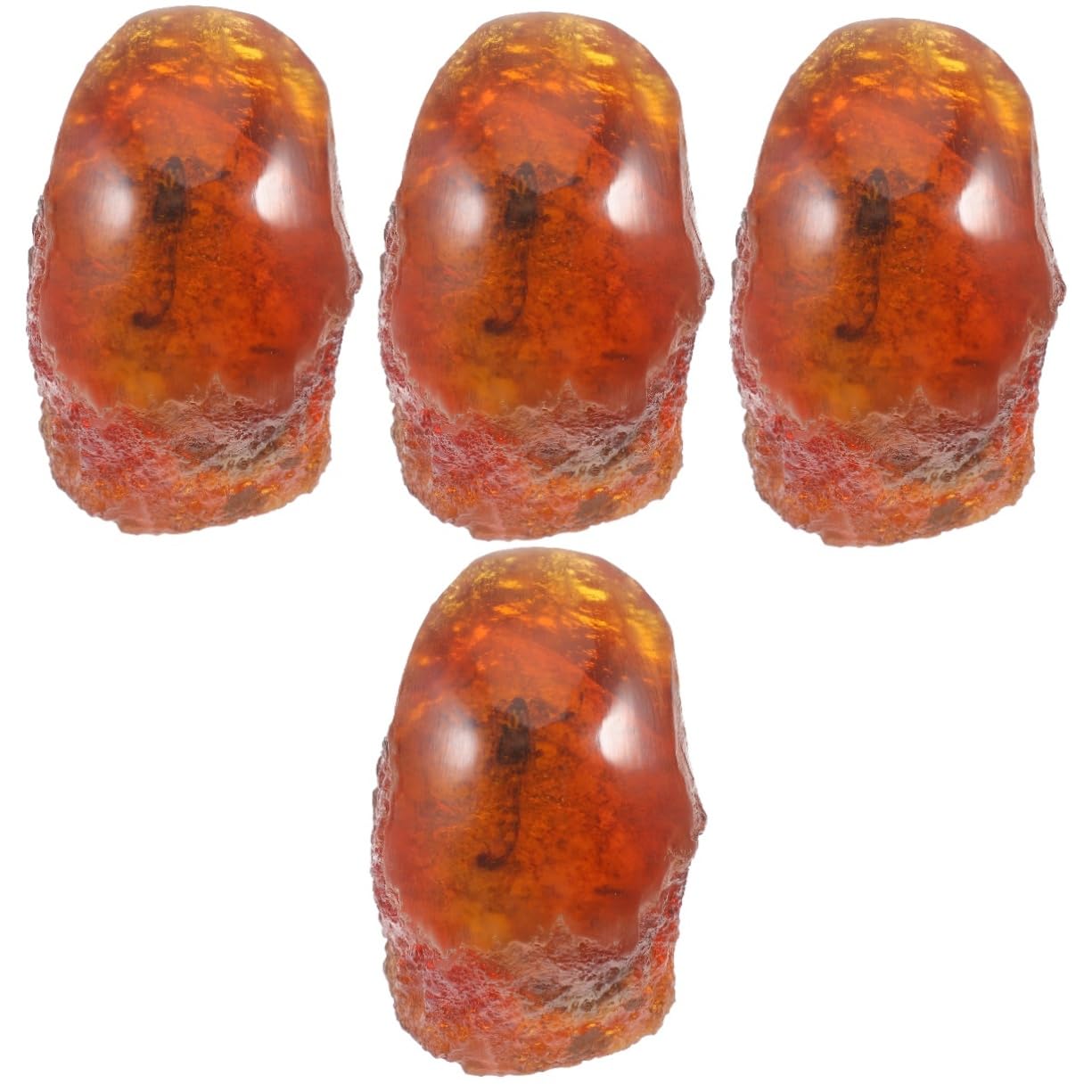 4pezzi Specimen Insetto Ambra Resinosa Decorazione Elegante Per Collezionisti e Appassionati Di Compatte Oggetto Da Esposizione Unico e Raffinato