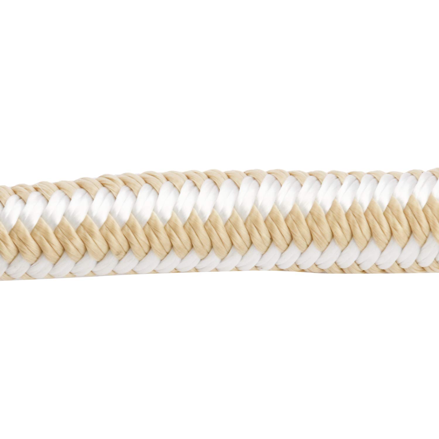 NovelBee línea de anclaje de nailon doble trenzado de 5/8 pulgadas x 300 pies, con dedal de acero inoxidable y portabrocas de plástico, blanco/dorado
