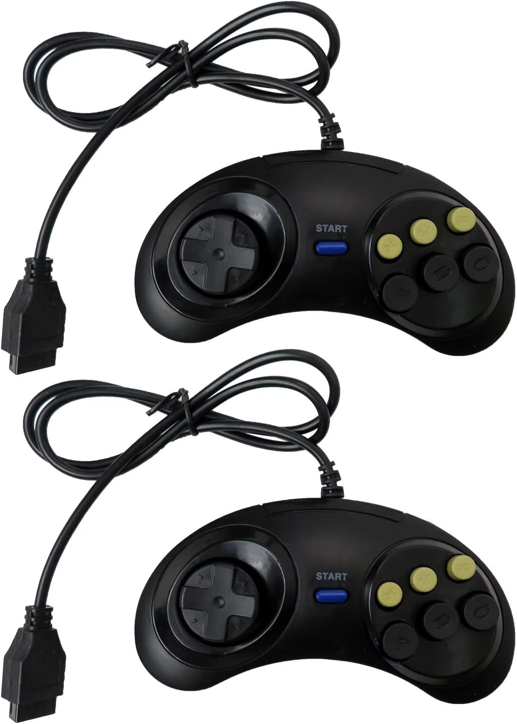 Xspeedonline 2Pcs 6-Button Wired Game Controller Compatible for Sega Genesis for Nintendo SNES Platform, Black