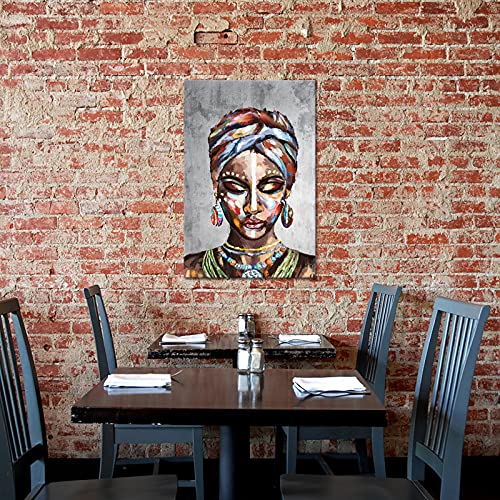 Artkissmore Black Girl Canvas Wall Art - African American Wall Art Framed Painting Fashion Wall Decor Abstract Modern Decorative Artwork For Bedroom Home Office Decoration Ready To Hang 24X36 Inch #TOP4