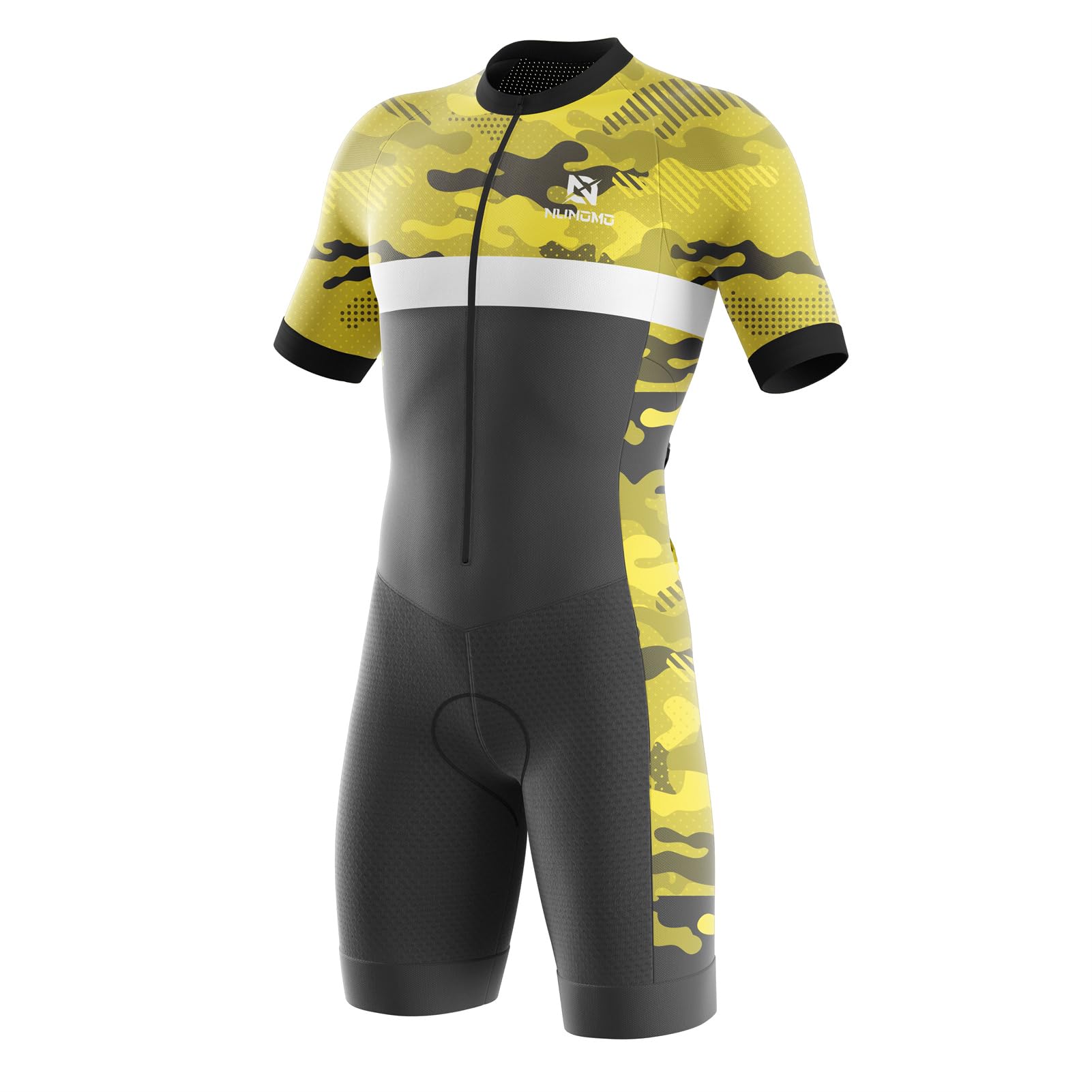 Tuta da Triathlon a Maniche Corte da Uomo, Triathlon Unisex, MTB Body Trisuit Cycling Skinsuit with Gel Pad per Nuoto/Corsa/Ciclismo, Abbigliamento Ciclismo