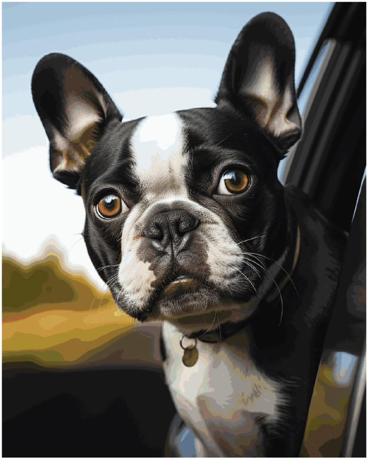 FZMTLDS Puppy Dog Boston Terrier Diamond Painting Kits 16"x20" Cute Gem Art Painting Full Drill Diamond Dots Paintings for Beginners DIY Diamonds Pictures for Adults Home Wall Decor