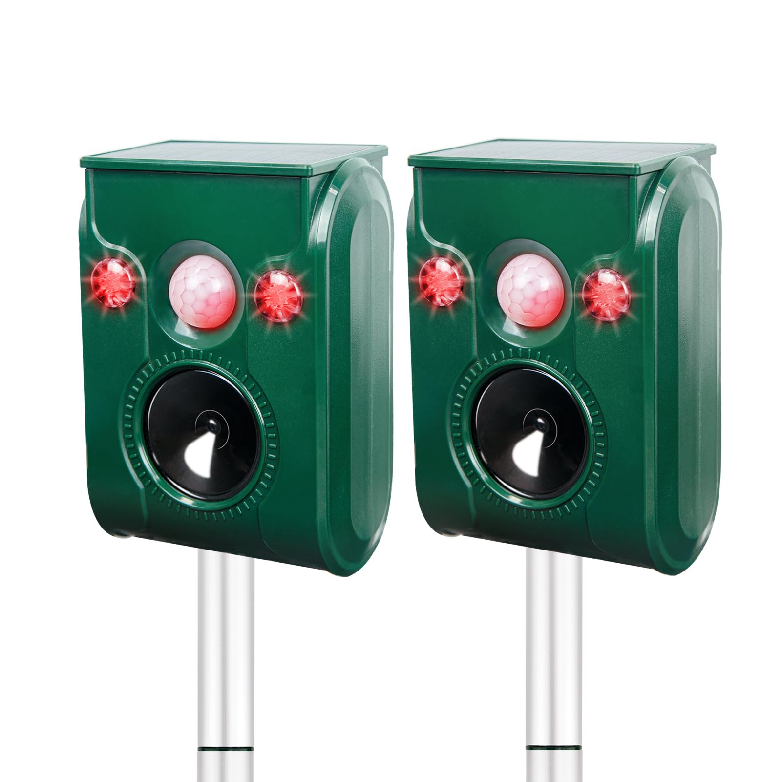 Répulsif solaires pour animaux lot de 2 - Étanche avec ultrasons et flash LED