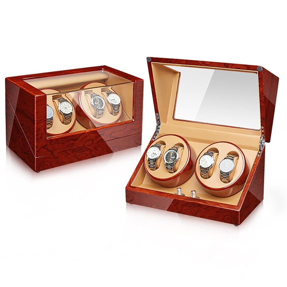 Enrollador de Relojes para 2 Relojes automáticos, 5 Modos de rotación, enrollador Doble con Motor silencioso japonés, Funciona con Pilas o Adaptador de CA, Caja para enrollador de