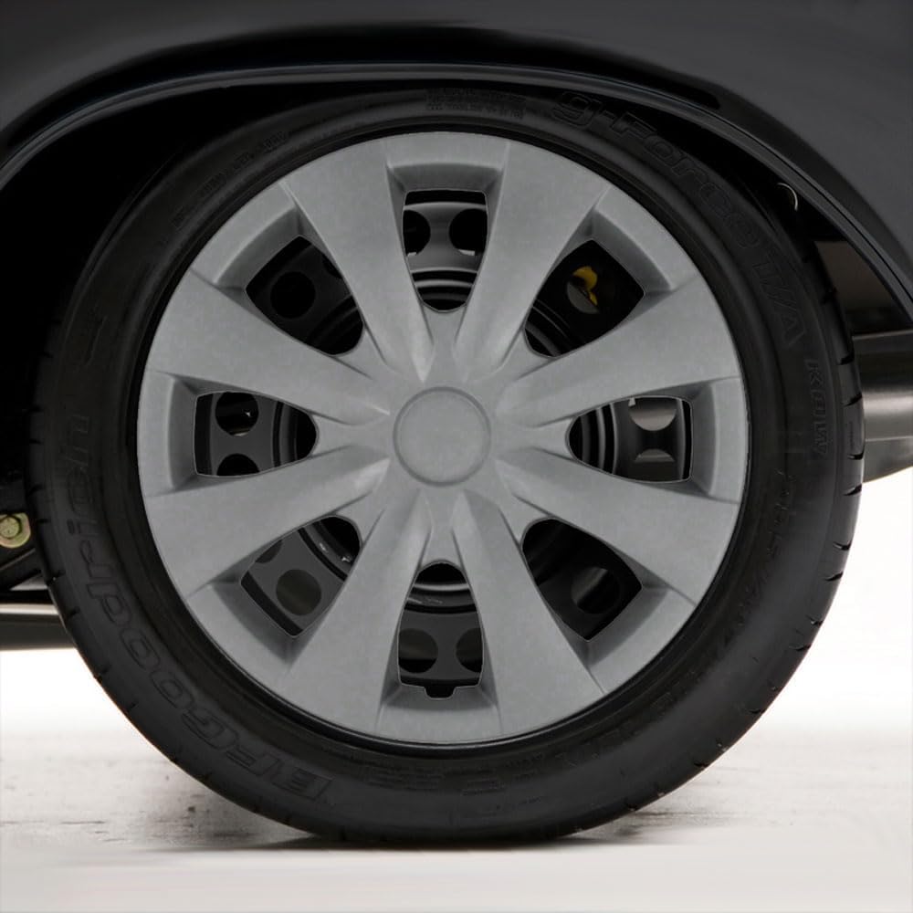 Upgrade Your Auto Set of Four 15' Silver Hubcap Wheel Covers for Toyota Corolla 2009-2013 (Push-on)