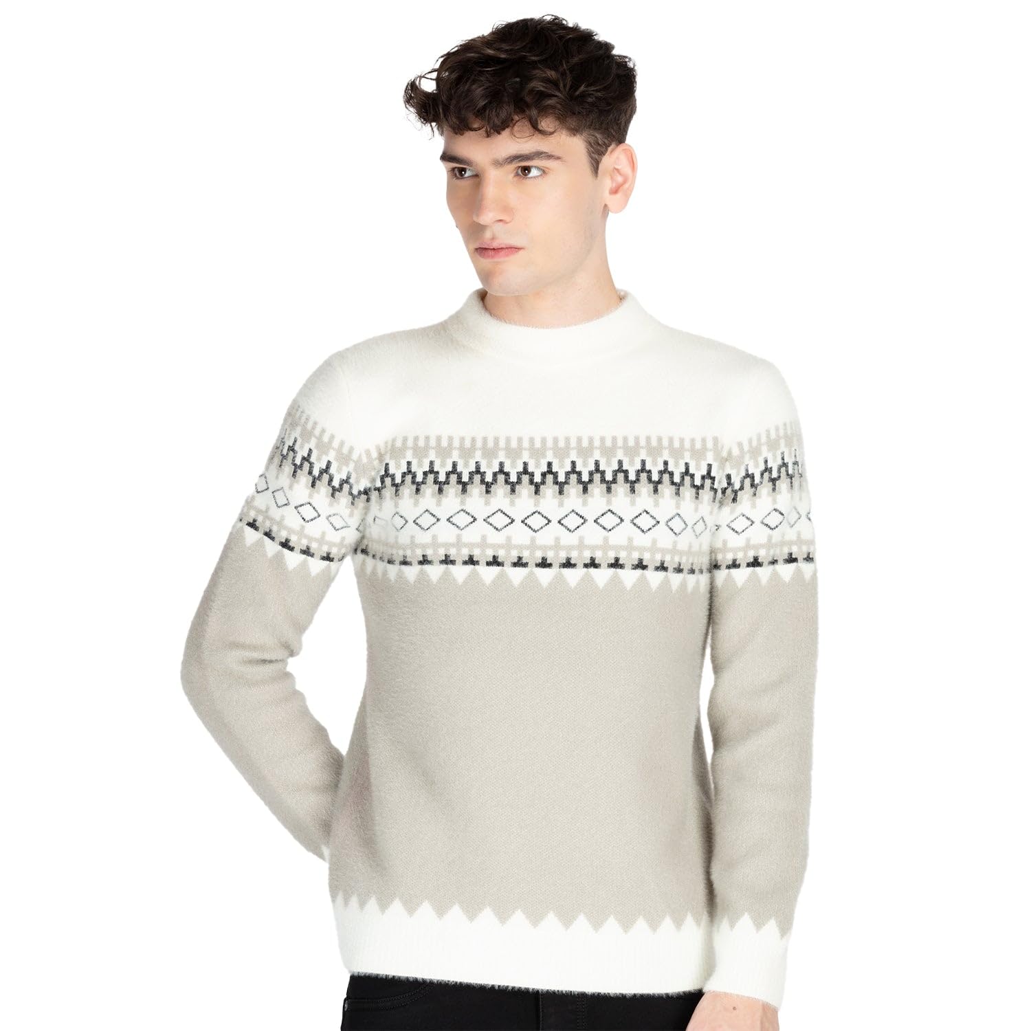 status quo Mens Self Design Jacquard Sweater-picture-39