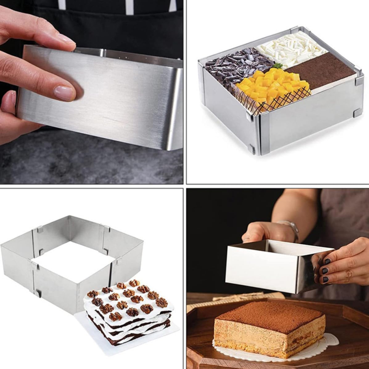 2pcs Adjustable Stainless Steel Cake Ring Mold
