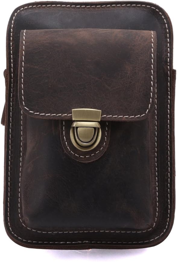 Amango MINI Genuine Cow Leather Messenger Waist Bag for iPhone Brown A3110