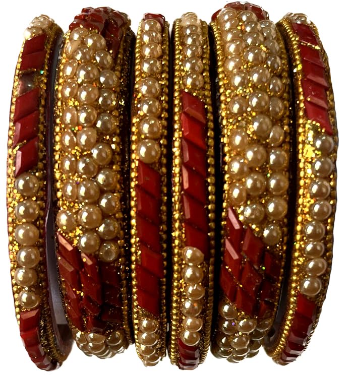SHUBHLAXMI Traditional maroon Bangles Set/kada zircone & gemstone glossy Glass Kade with Kundan Work | Designer for Women & Girls (pack of 6) (B0CKXM737V) Amazon Price History, Amazon Price Tracker