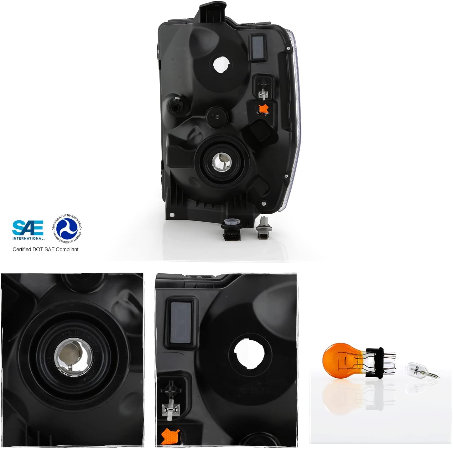 AKKON - Fits 2008-2014 Ford E150 E250 08-21 E350 E450 Super Duty 16-21 F650 F750 [Aero Style] Chrome Headlight Passenger Right