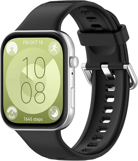 Coverzone Huawei Watch Fit 3 ile uyumlu Saat Kayışı Ent Kaliteli Huawei Watch Fit 3 ile uyumlu Spor Saat Kontrast Renkli Lagniappe Silikon Kordon (Siyah)