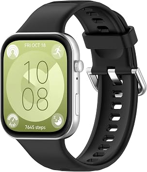 Coverzone Huawei Watch Fit 3 ile uyumlu Saat Kayışı Ent Kaliteli Huawei Watch Fit 3 ile uyumlu Spor Saat Kontrast Renkli Lagniappe Silikon Kordon (Siyah)