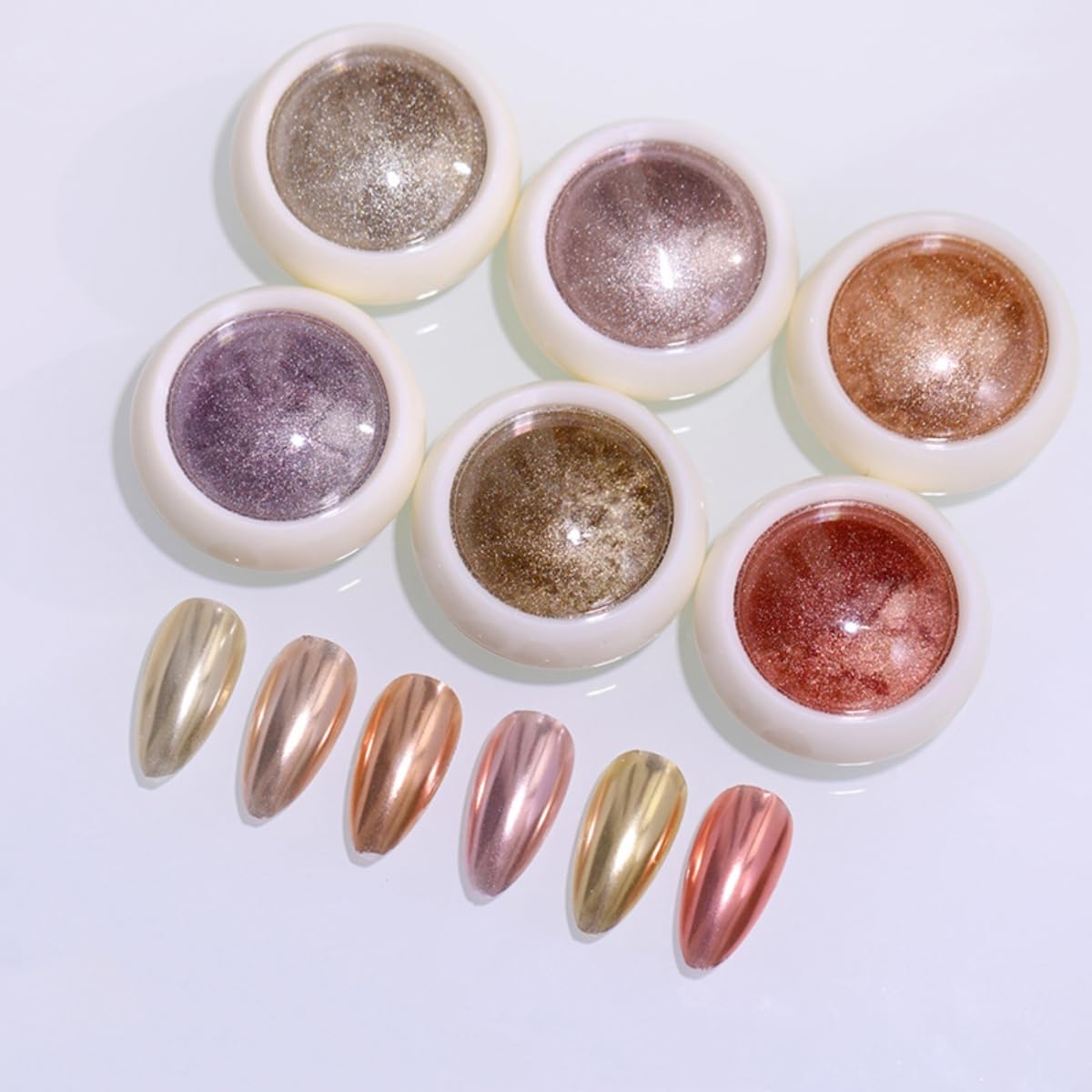 Rose Gold Chrome Nail Powder Mirror Effect Metallic Nail Glitter Powder Nail Art Design Decoration 6 Boxes