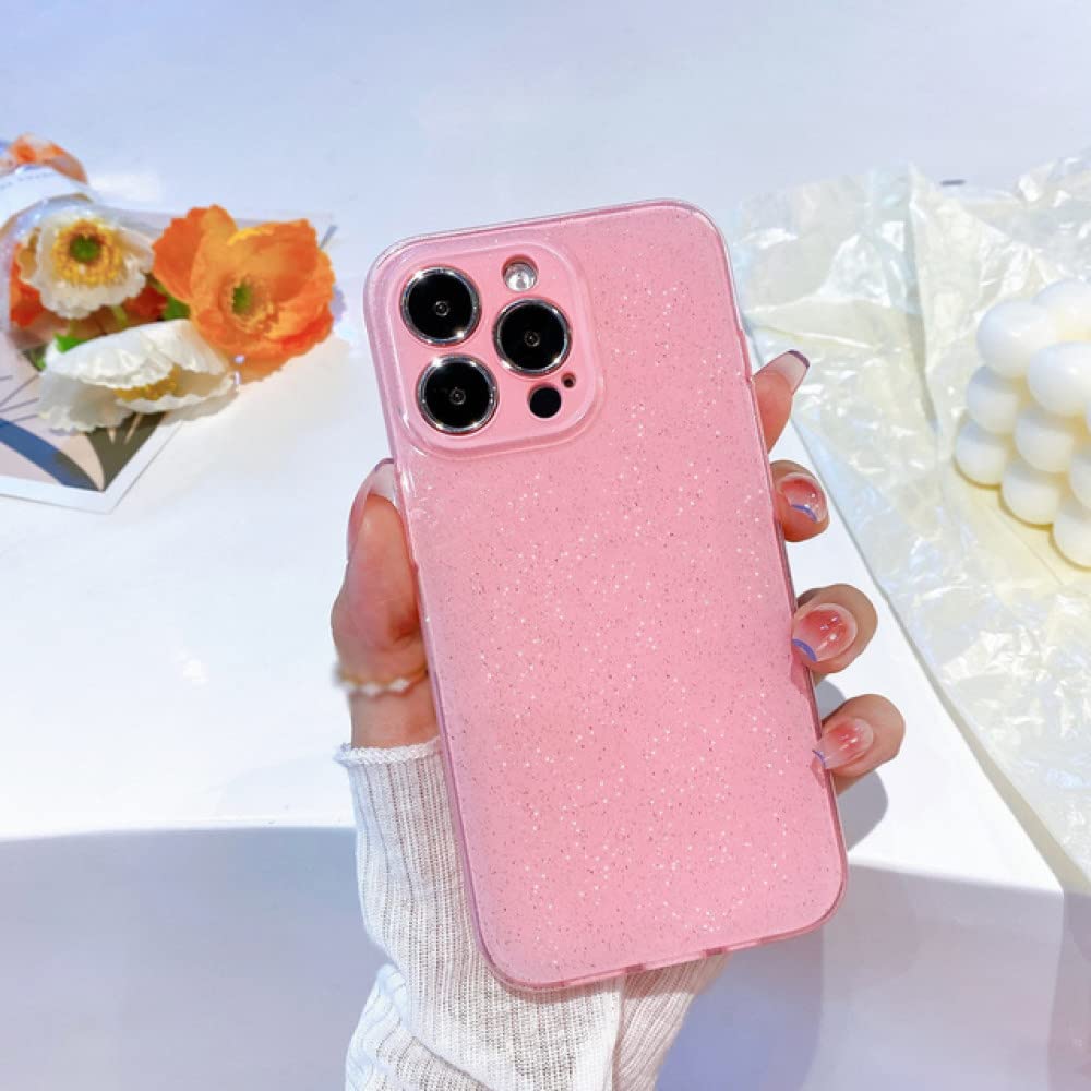 Coque iPhone 12 Pro rose paillettes contre chutes et rayures