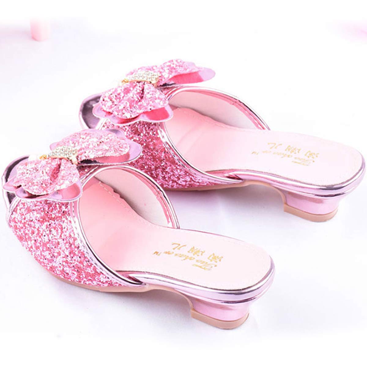 Mädchen Prinzessinschuhe mit Pailletten Kristalle Kinder Slipper mit absatz Pantoffeln für Halloween Verkleidung Freizeit Caseual Weihnachten Kindergarten Geschenk Geburtstag