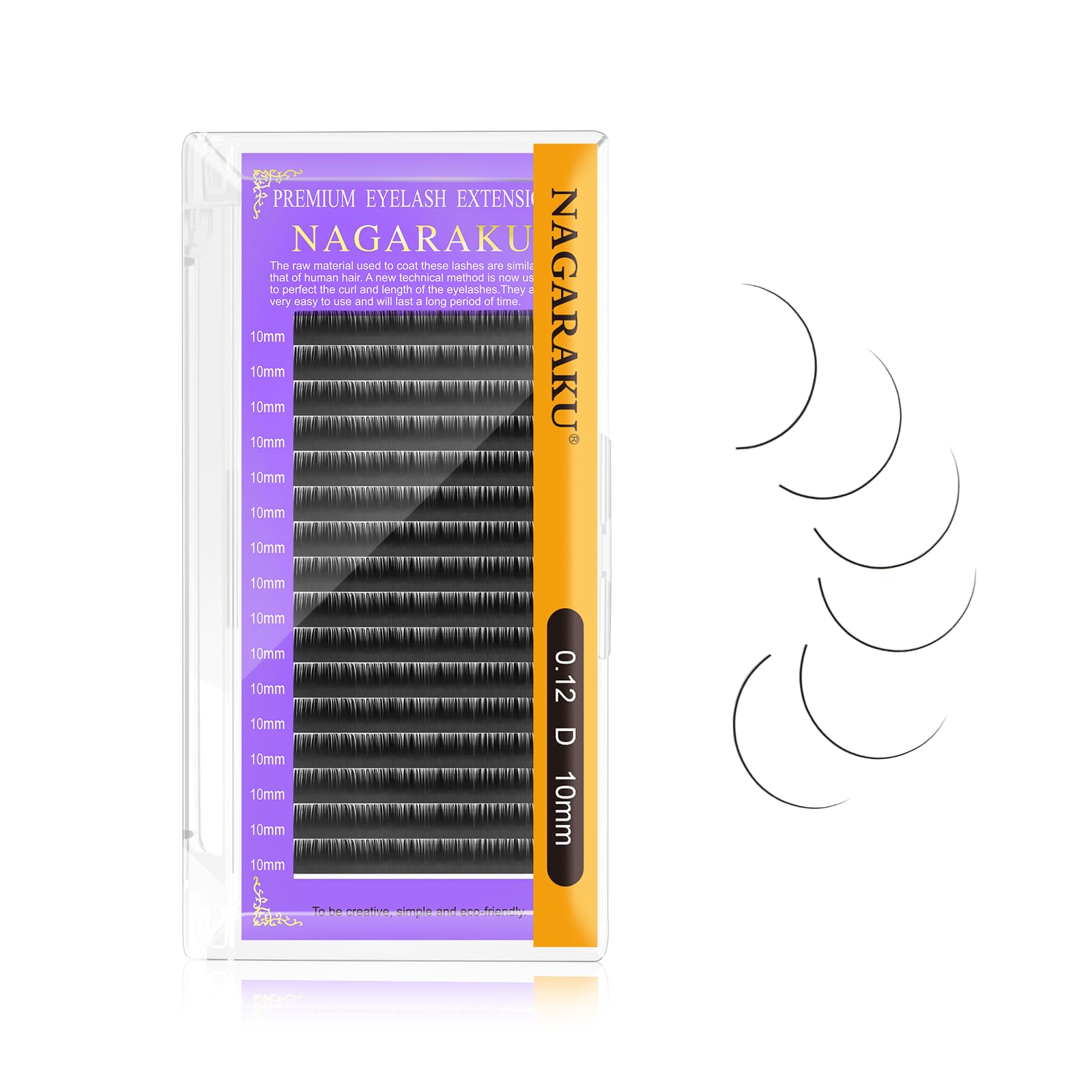 NAGARAKUExtension Eyelash 0.12 D Curl 10mm Matte Black Individual Volume Lash Extensions Classic 1:1 Lash Extensions Soft Matte Black Single Eyelashes Natural Semi Permanent Eyelashes 16 Rows
