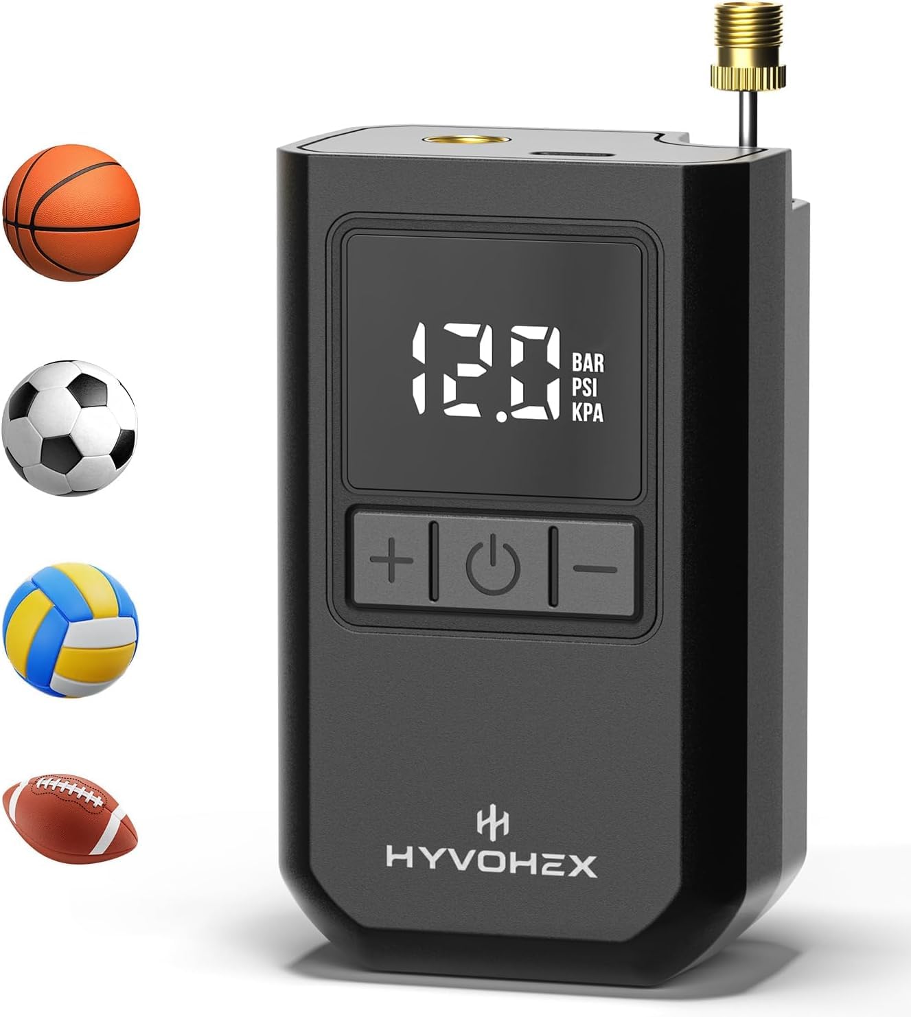 HYVOHEX Ball Pump for Sports Balls, Portable Electric Basketball Pump | Ultra Fast Inflation for Sports Balls,Soccer,Volleyball Air Pump with Digital LED Display,Preset Pressure with Ball Needle-image-48
