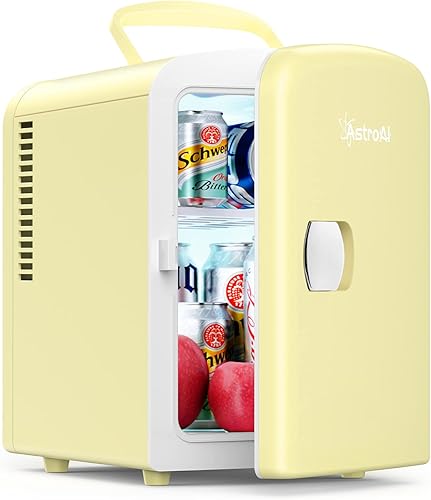 AstroAI Mini nevera, enfriador termoeléctrico portátil de 4 litros6 latas CACC y refrigeradores para dormitorio, cuidado de la piel, bebidas,