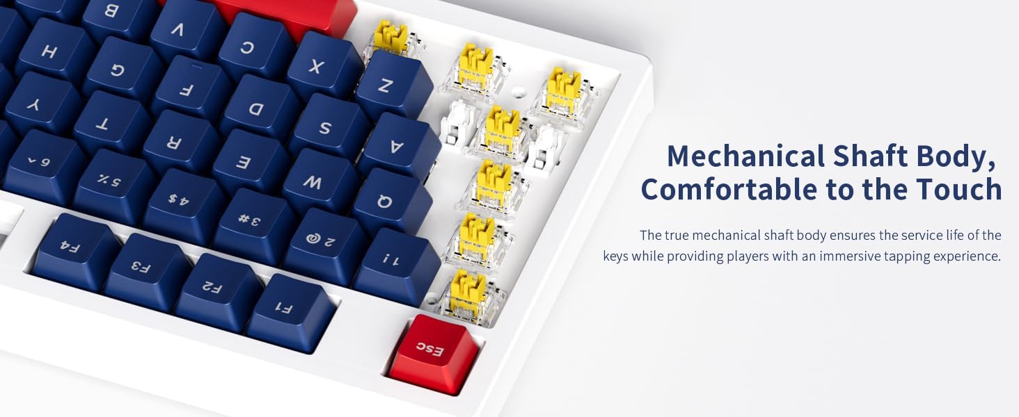 Agliexel A01 96-Key White Quiet Mechanical Keyboard – Full Size Gaming Keyboard with Colorful Lights, Yellow Switches, USB Wired – Compact 96% Layout, Anti-Ghosting