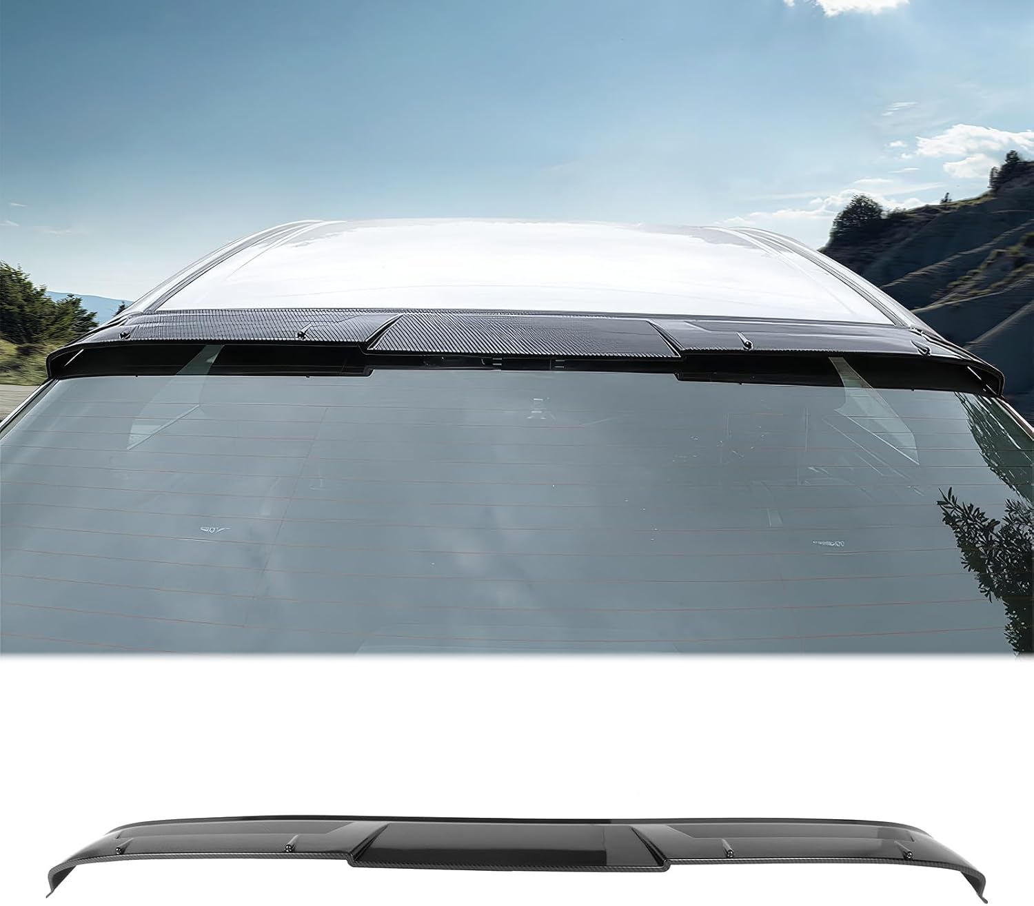 FREEMOTOR802 Compatible with 2018-2025 Toyota Camry Roof Spoiler, V2 Style Carbon Fiber Look ABS Plastic Rear Window Roof Spoiler Wing