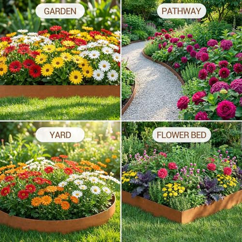 GarveeHome Galvanized Steel Landscape Edging 8-Pack, Metal Edging for Landscaping with Stakes, Hammer-in Metal Landscaping Edging for Yard Pathway & Flower Beds Lawn Edge for Garden Design by GarveeHome - Image 2