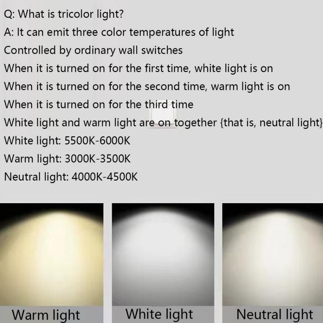 Regulowana Lampa Sufitowa Trójkolorowa Cienka, Płaska, Nowoczesna Oprawa Oświetleniowa Do Montażu Podtynkowego z Akrylowym Kloszem Lampy Sufitowe LED Nowoczesne, Minimalistyczne, Eleganckie KNBVFHG