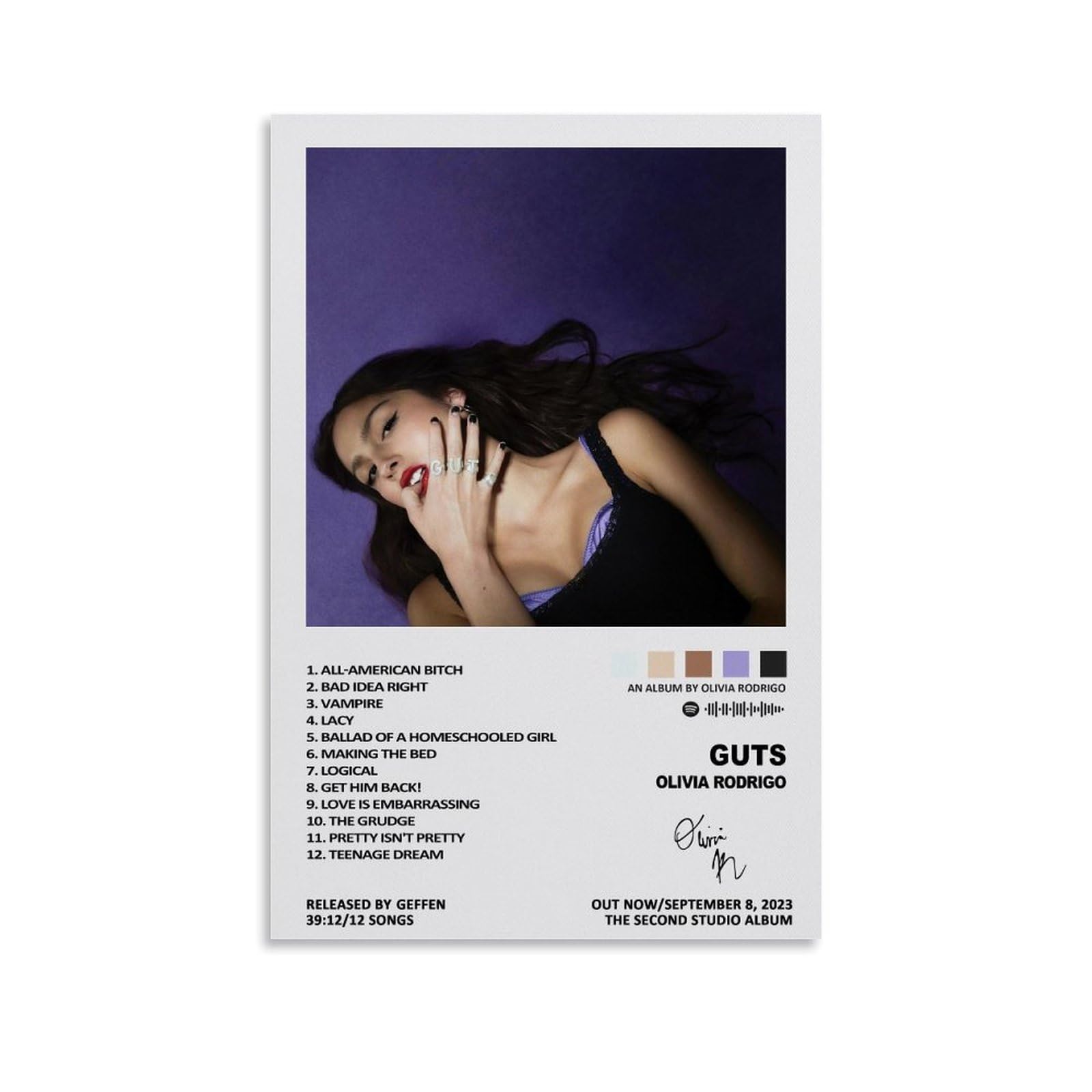 Wall Art Olivia Music Rodrigo Album Poster Poster Canvas Painting Wall Art Picture Home Decor Print For Bedroom Living Room Dorm Study Bar Office 12x18inch(30x45cm)