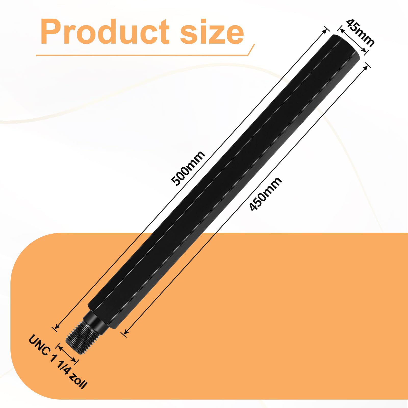CPROSP Broca de Extensión UNC 1 1/4'' 500 mm, Prolongación para Broca de Diamante, Longitud de Rosca 450 mm