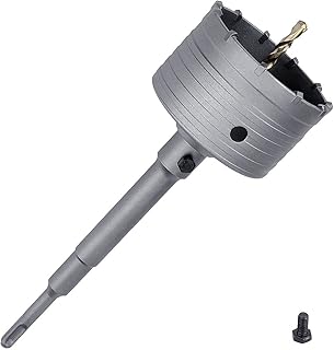105mm (4-1/8 inch) Concrete Hole Saw with 220mm SDS Plus Connecting Rod, Tungsten Carbide Teeth (7.7mm x 4mm) Cement Hole Saw for Concrete Cement Brick Wall Stone 105mm / 4-1/8 inch