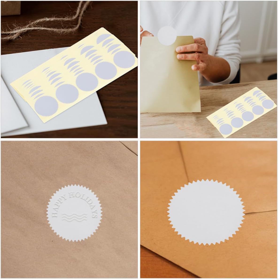 SEWACC Self-Adhesive Embossing Stickers Tamper-evident Seals with Scallop Edge Silver 200pcs for Wafer for Official Documents and Business Projects