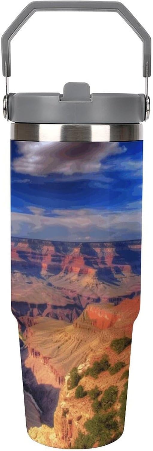 Beauty Grand Canyon Water Bottle 30 Oz Fits Car Cup Holder,Insulated Coffee Mug Large Capacity Car Cups,Stainless Steel Double Wall Sport Bottle for Travel Sports Gym