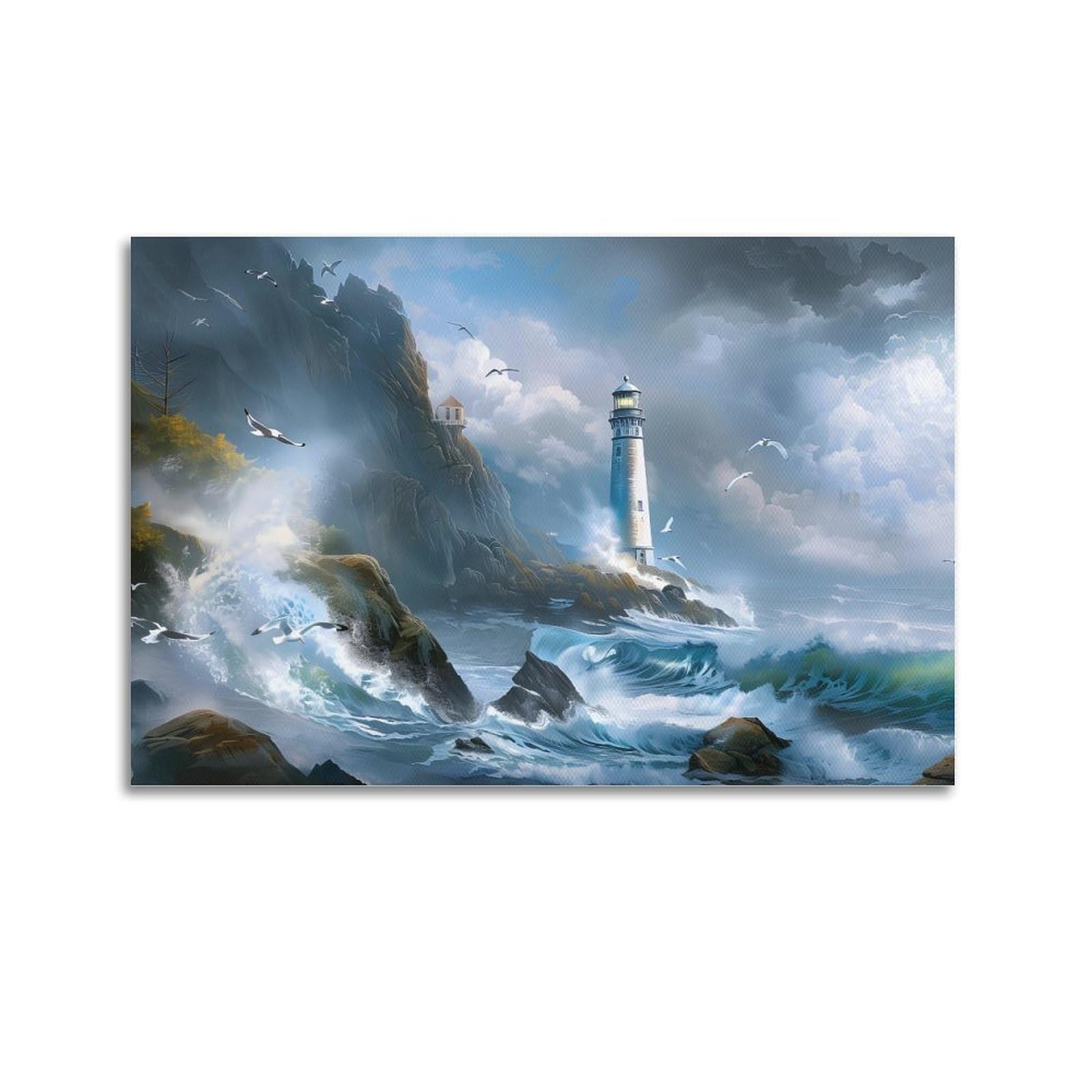CXHJCA Lighthouse Poster The Pillar of Raging Waves Poster Decorative Painting Canvas Wall Posters And Art Picture Print Modern Family Bedroom Decor Posters 20x30inch(50x75cm)