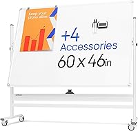 Vista 11 de Pizarra de borrado en seco rodante de 24 x 48 pulgadas - Pizarra blanca magnética portátil grande con soporte - Pizarra blanca de doble cara