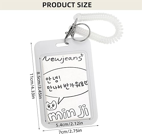 Miniatura 5 de Llavero acrílico para tarjetas fotográficas, soporte para tarjetas de identificación de 3 pulgadas, tarjeta de autobús, cuentas de colores, colgante