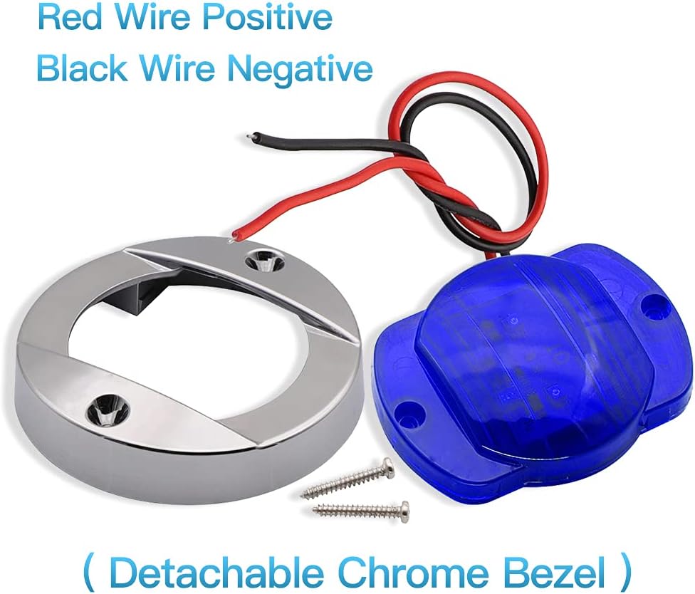 ALFU 10Pcs Blue DC 12V 3 Inch Round Marine Boat Interior Lights Transom Mount Led Stern Anchor Lights LED Night Fishing Lights IP67 Waterproof Deck LED Courtesy Light