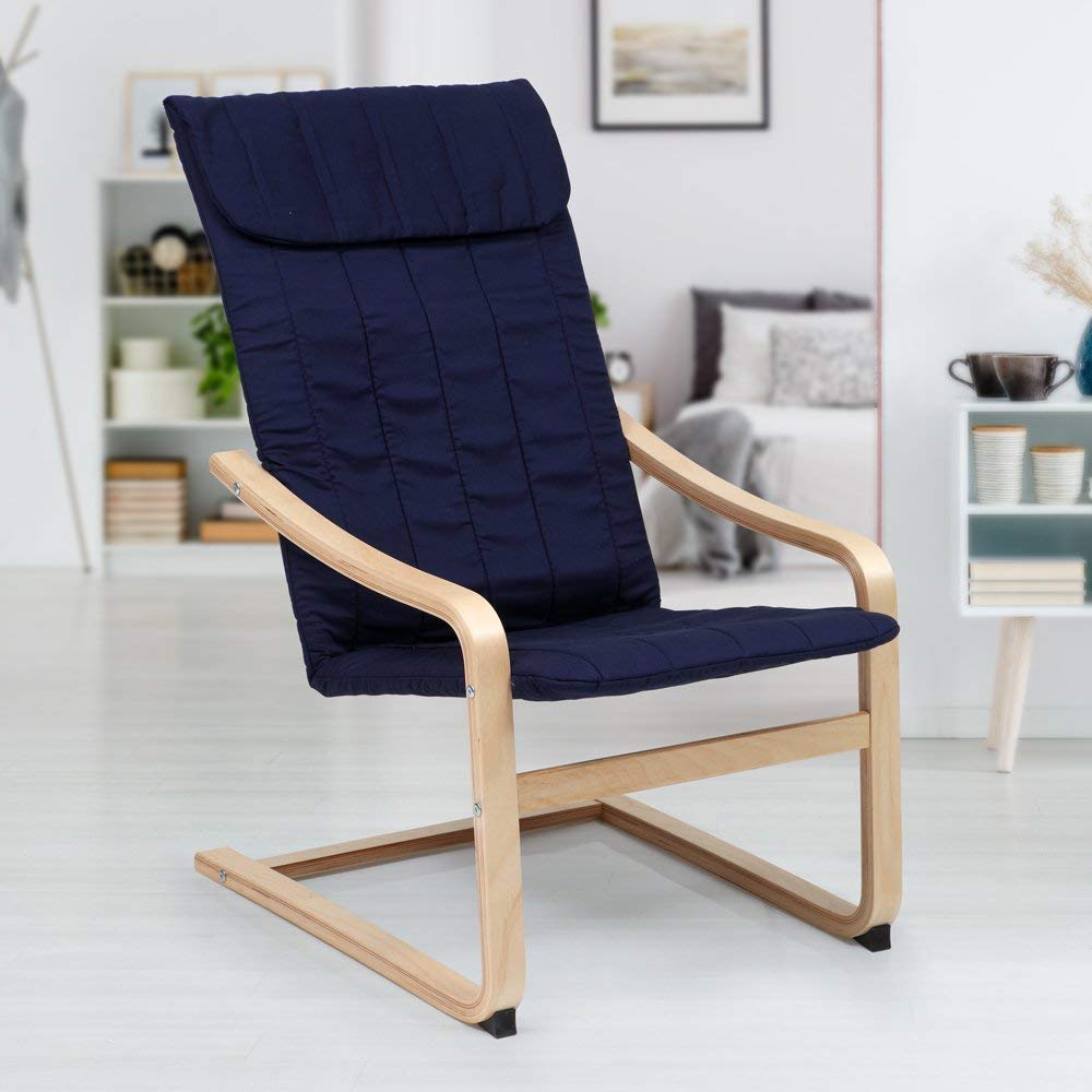 Evok Toledo Bentwood Easy Chair (Dark Blue) Amazon.in Home & Kitchen
