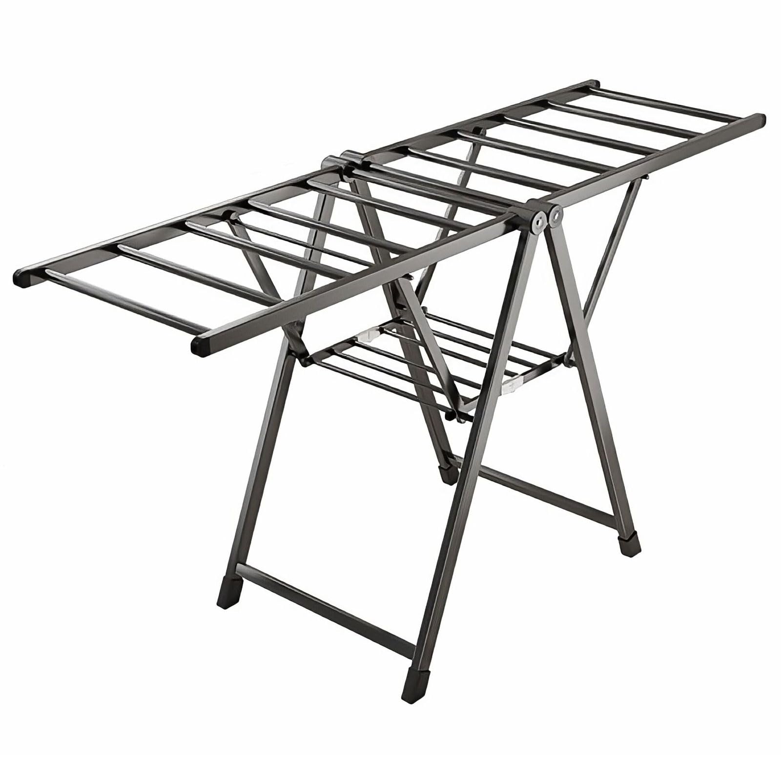 BCJMKDX folding clothes horse, 2-Tier Folding Laundry Drying Rack, Clothes With Height-Adjustable Wings Freestanding(140cm silver)