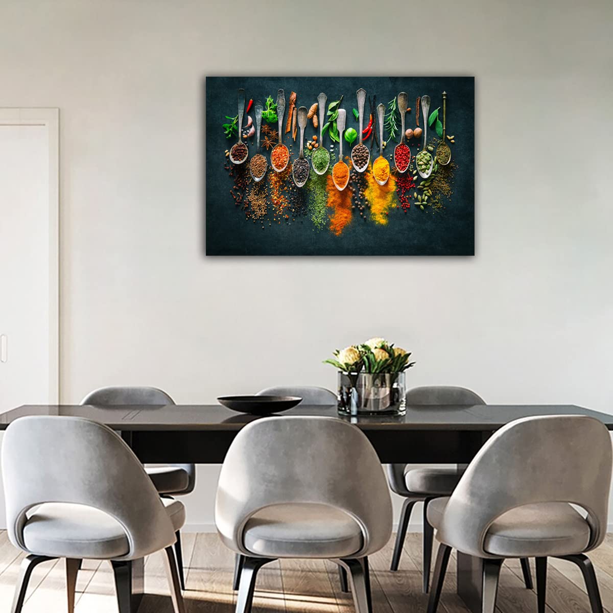 Tableau Épices Chili Cuisine - Toile 60x90cm Encadrée | Déco Murale Moderne